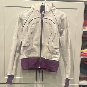 VTG Lululemon Scuba Purple and Off-White Zip-Up Hoodie size 4